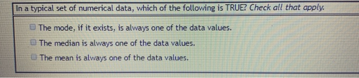 Solved In a typical set of numerical data, which of the | Chegg.com