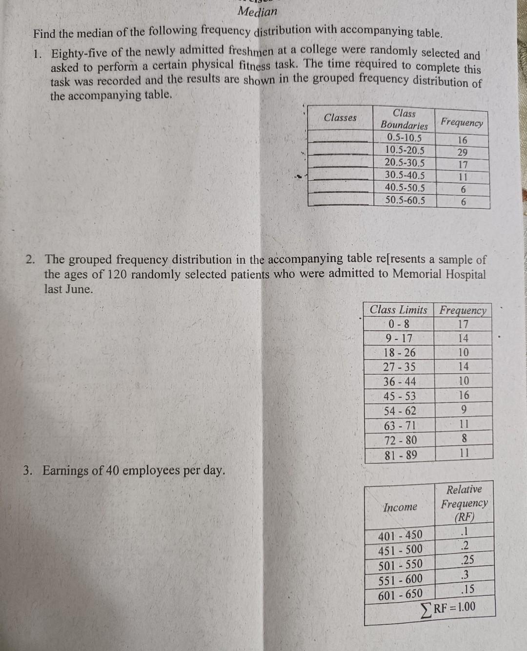 Solved Median Find The Median Of The Following Frequency Chegg Com   Image 