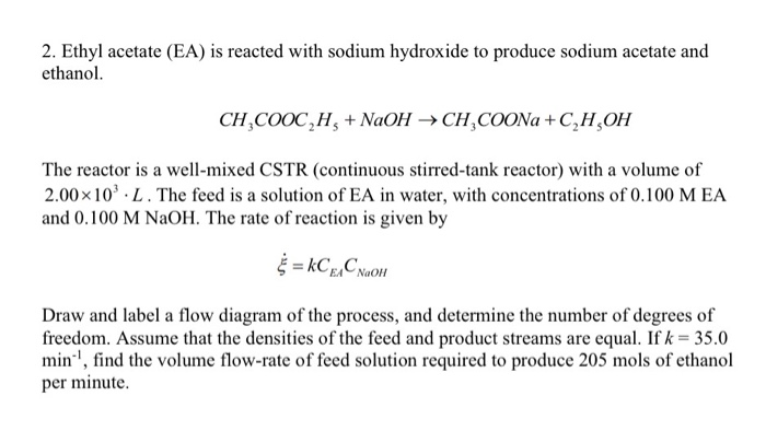 Solved 2 Ethyl Acetate Ea Is Reacted With Sodium Chegg Com