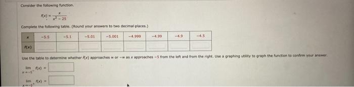 Solved Consider the following function. X x² - 25 Complete | Chegg.com
