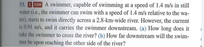 Solved 53 Ssm A Swimmer Capable Of Swimming At A Speed Of Chegg Solved 53 Ssm A Swimmer Capable Of Swimming At A Speed Of Chegg