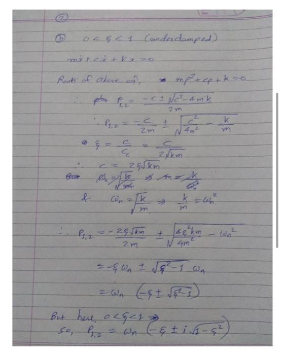 Solved [2] 5 pts. For the same system of underdamped case