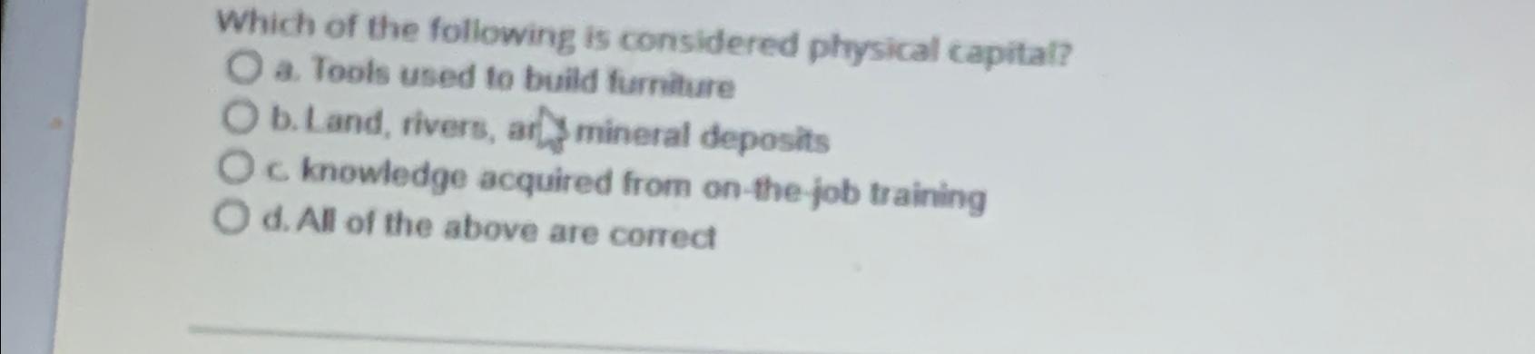 Solved Which of the following is considered physical | Chegg.com