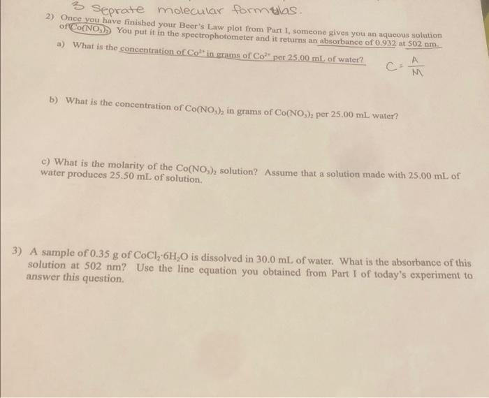Solved Hey I really need help solving numbers 2 a-c and | Chegg.com