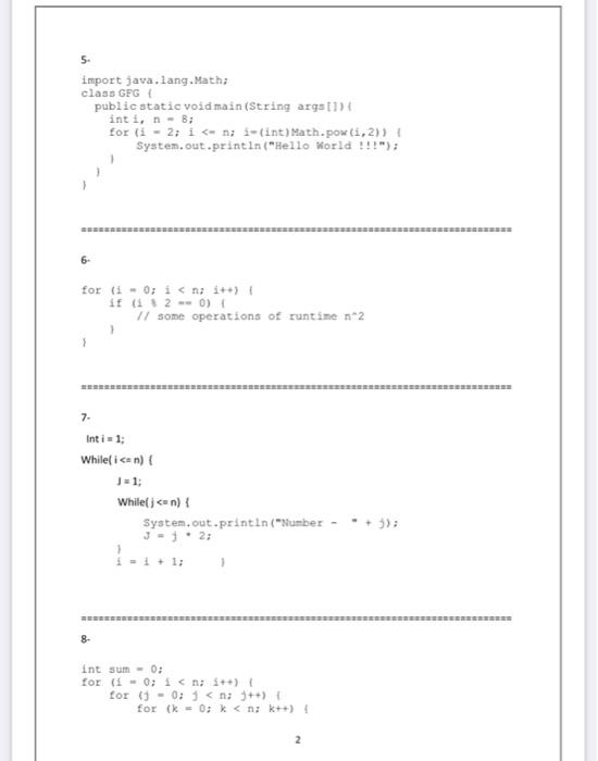 Find the time complexity of the following: 1− For | Chegg.com