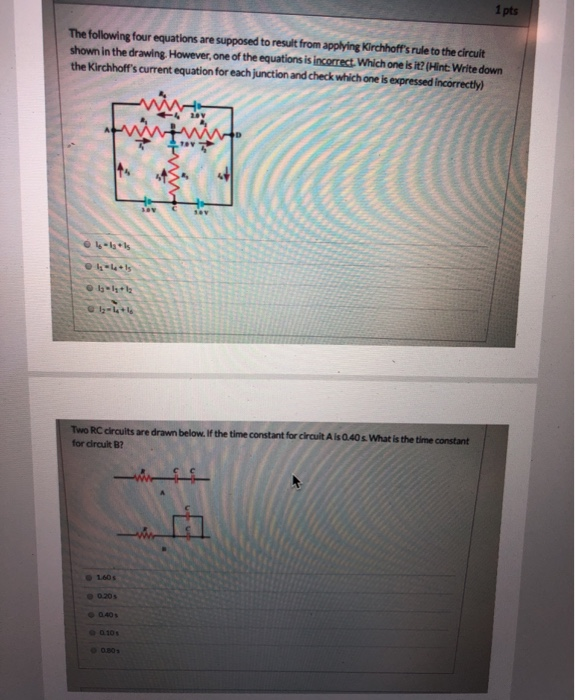 Solved 1 pts The following four equations are supposed to | Chegg.com