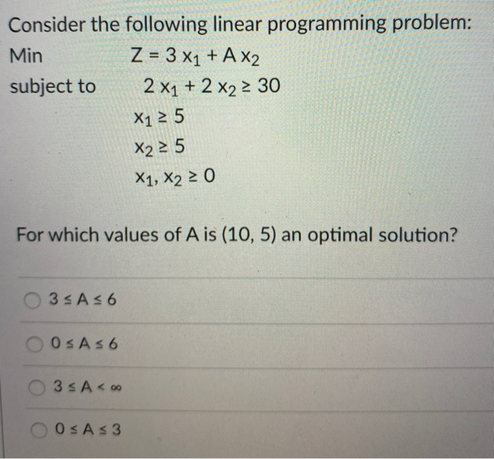 Solved Consider The Following Linear Programming Problem: | Chegg.com