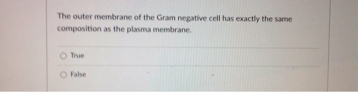 Solved The outer membrane of the Gram negative cell has | Chegg.com