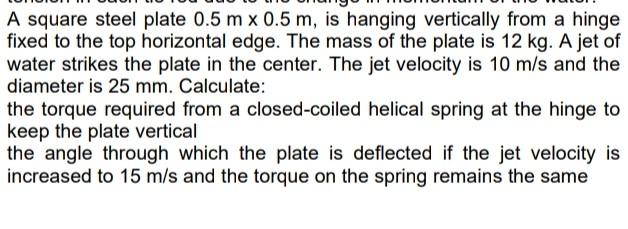 Solved A square steel plate 0.5 m x 0.5 m, is hanging | Chegg.com