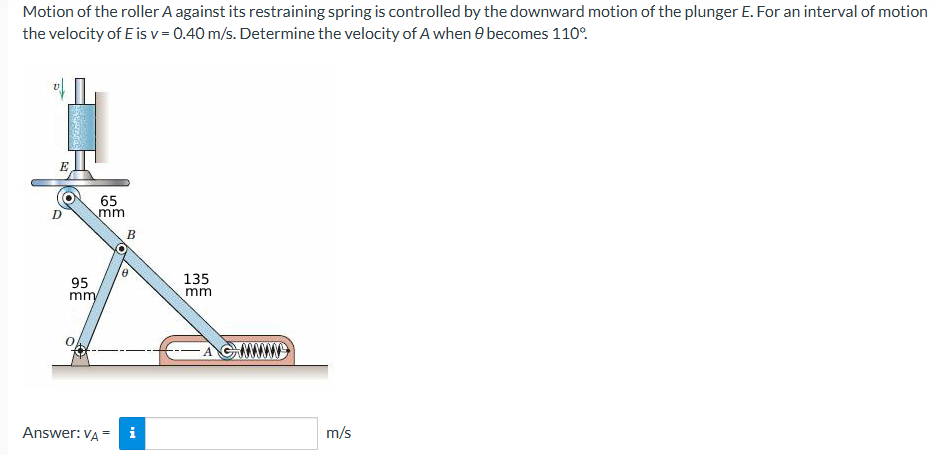 Solved Motion of ﻿the roller A against its restraining | Chegg.com