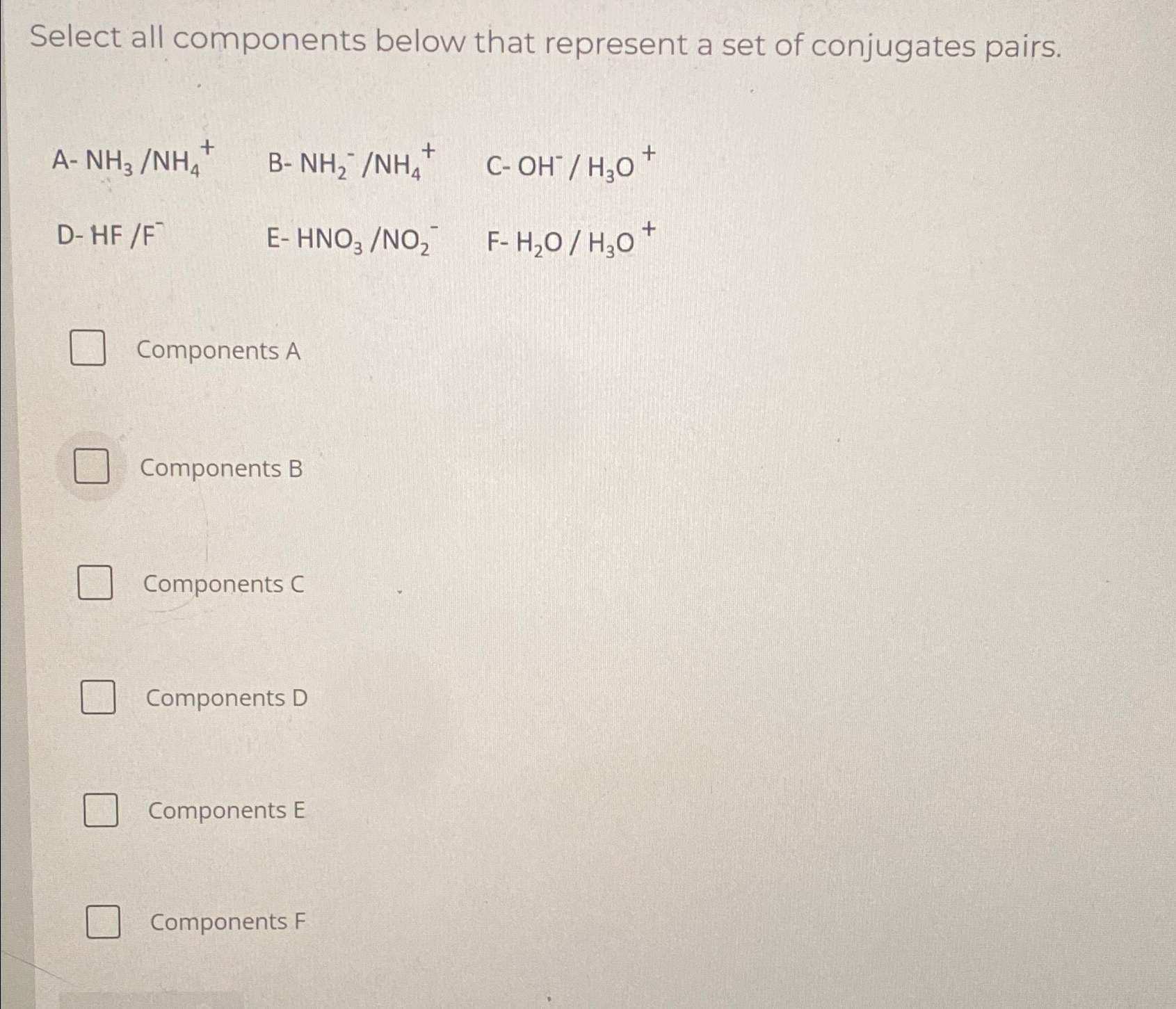 Solved Select all components below that represent a set of | Chegg.com