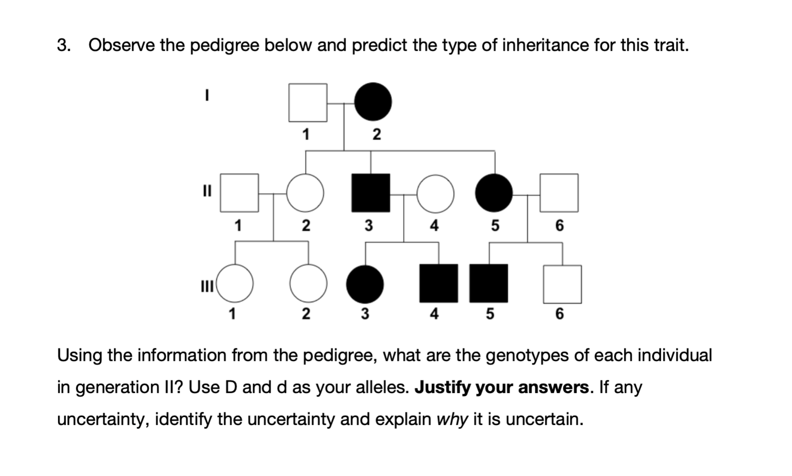Solved Observe the pedigree below and predict the type of | Chegg.com