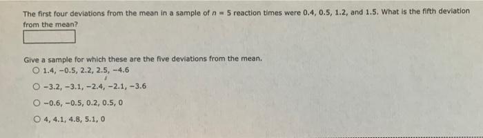 Solved The first four deviations from the mean in a sample | Chegg.com