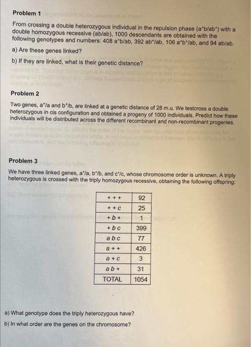 Solved Problem 1 From Crossing A Double Heterozygous | Chegg.com