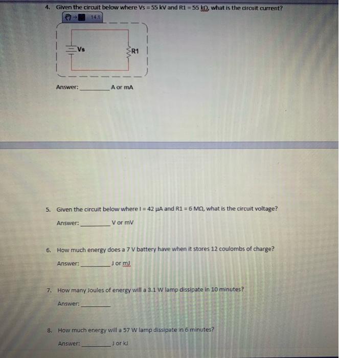 Solved 4. Given the circuit below where Vs = 55 kV and R1 = | Chegg.com