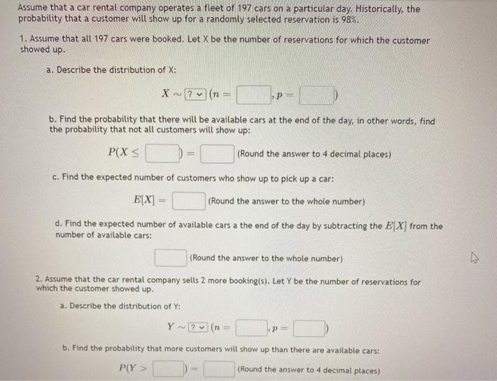 Solved Assume That A Car Rental Company Operates A Fleet Of | Chegg.com