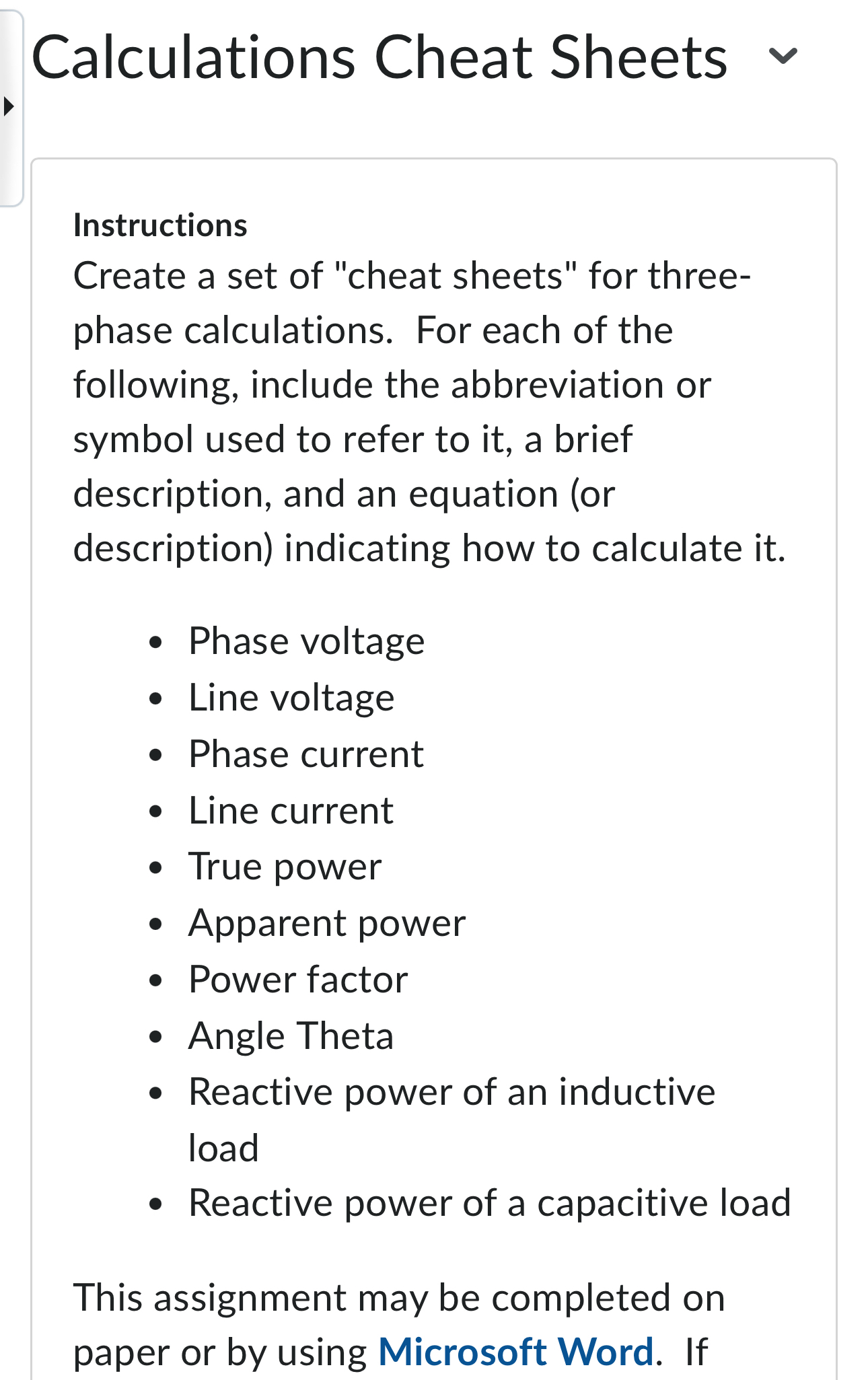 Solved Calculations Cheat SheetsInstructionsCreate a set of | Chegg.com