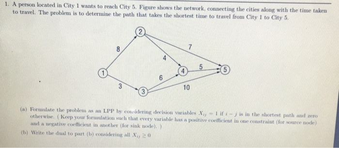 Solved 1. A Person Located In City 1 Wants To Reach City 5. | Chegg.com