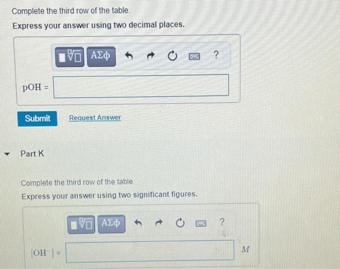 Solved Part A Complete the following table by calculating | Chegg.com
