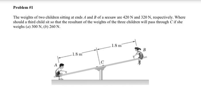 Solved Problem #1 The weights of two children sitting at | Chegg.com