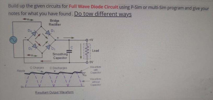 Solved Build up the given circuits for Full Wave Diode | Chegg.com