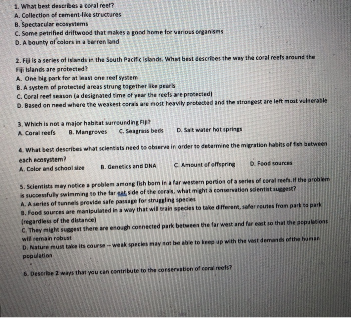 Solved Virtual Field Trip Marine Protected Areas Save