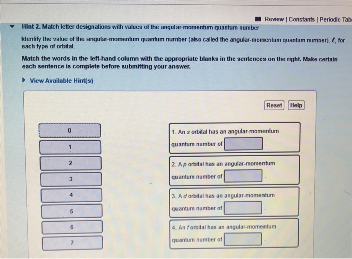 Solved Review Constants Periodic Tab Hint 2 Match Letter Chegg
