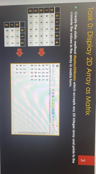 Solved Task 0: Display 2D Array as Matrix 3 Create the | Chegg.com