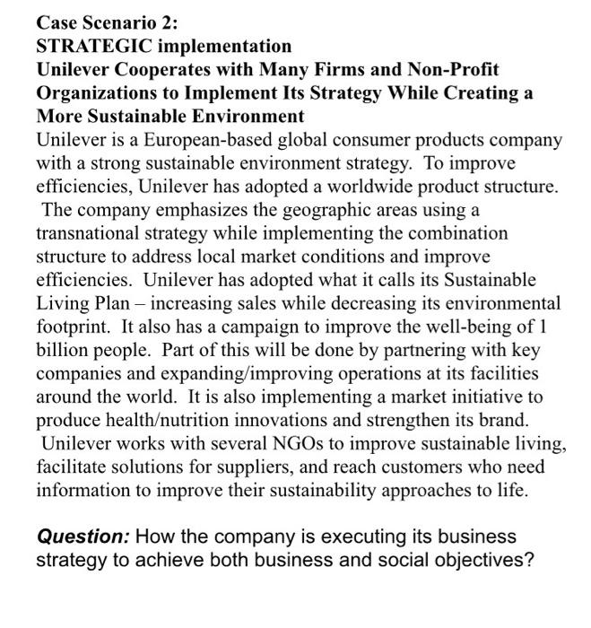 unilever strategic management case study