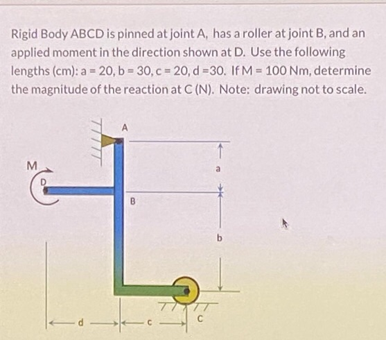 Solved Rigid Body ABCD is pinned at joint A, has a roller at | Chegg.com