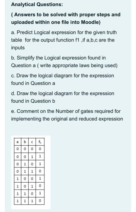 Solved Analytical Questions: (Answers To Be Solved With | Chegg.com