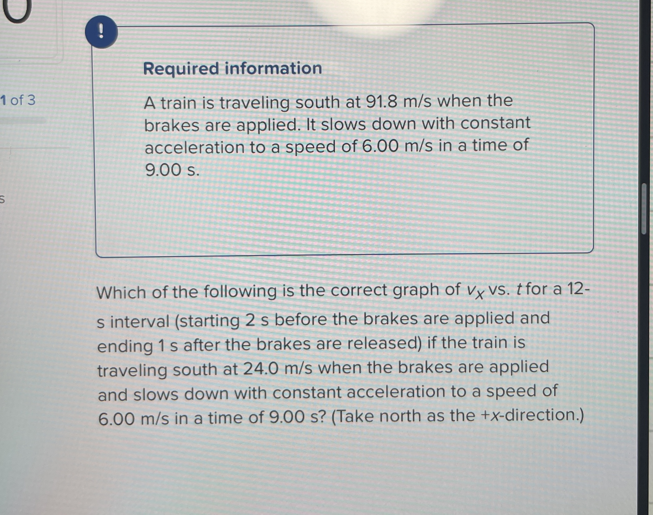 !Required information1 ﻿of 3A train is traveling | Chegg.com
