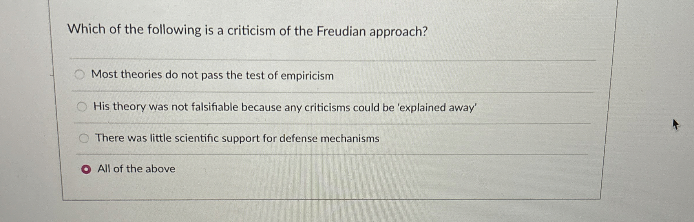 Solved Which of the following is a criticism of the Freudian | Chegg.com