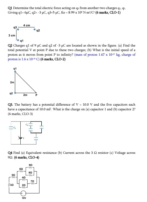 Solved Qi Determine the total electric force acting on from | Chegg.com