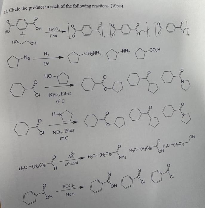 Solved 10. Circle the product in each of the following | Chegg.com