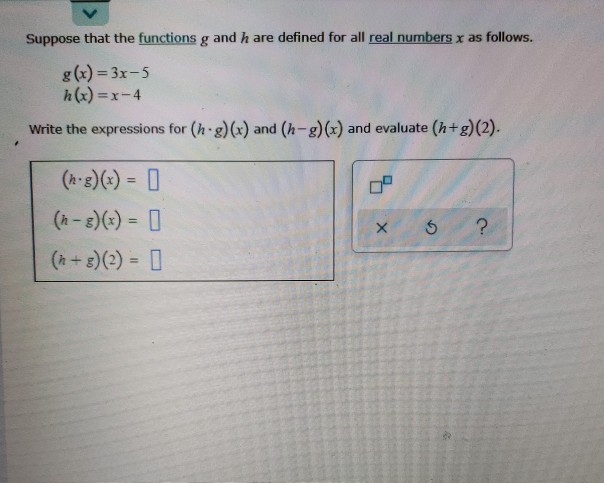 Solved Suppose that the functions g and h are defined for | Chegg.com