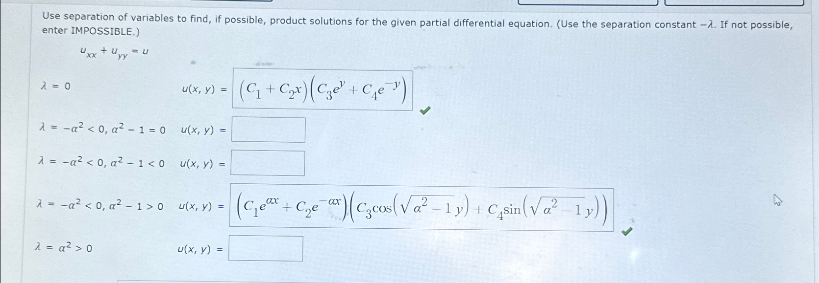 Solved Use separation of variables to find, if possible, | Chegg.com