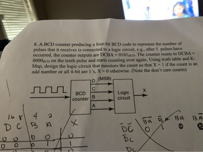 Solved 8. A BCD counter producing a four-bit BCD code to | Chegg.com