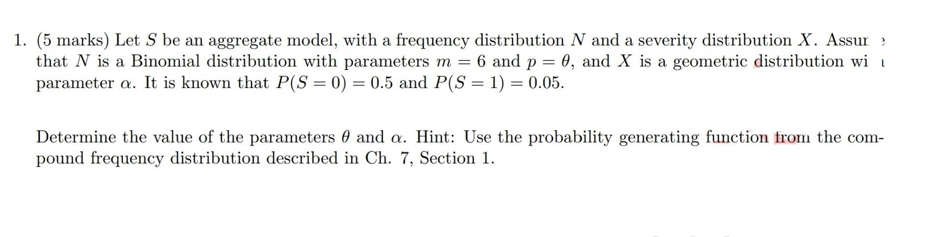 Solved (5 marks) Let S be an aggregate model, with a | Chegg.com
