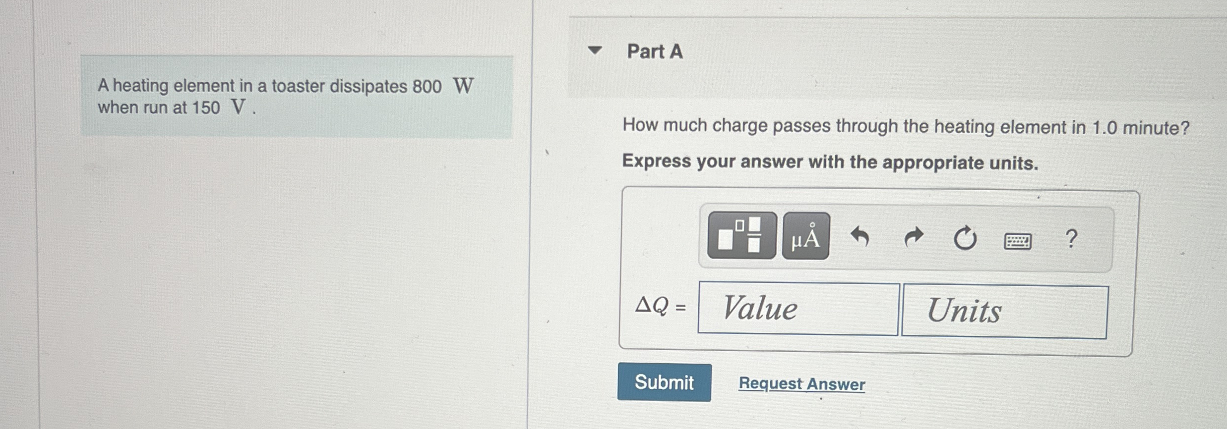 Solved A heating element in a toaster dissipates 800 ﻿Wwhen
