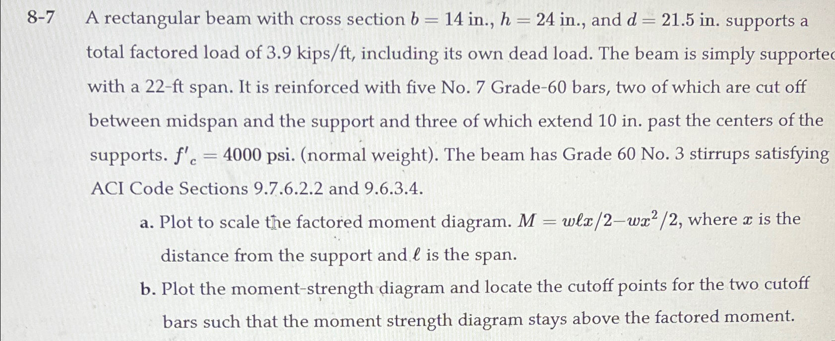 Solved 8-7 ﻿A rectangular beam with cross section b=14 | Chegg.com