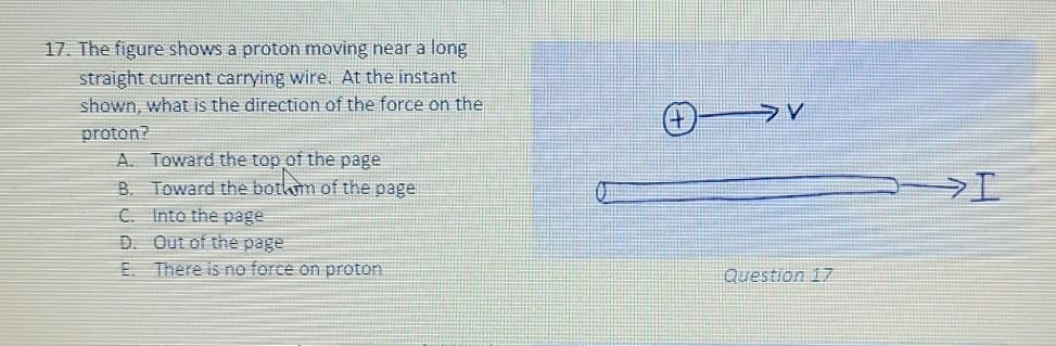 Solved + >>V 17. The Figure Shows A Proton Moving Near A | Chegg.com