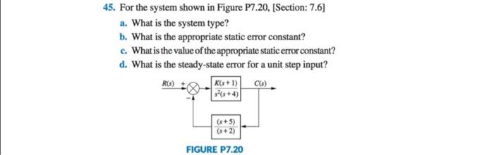 Solved 45. For The System Shown In Figure P7.20, [Section: | Chegg.com