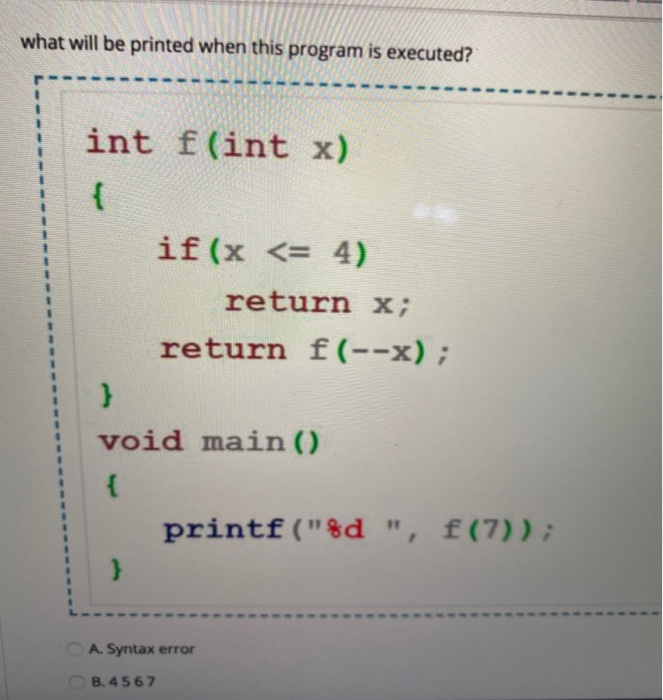 Solved what will be printed when this program is executed? | Chegg.com