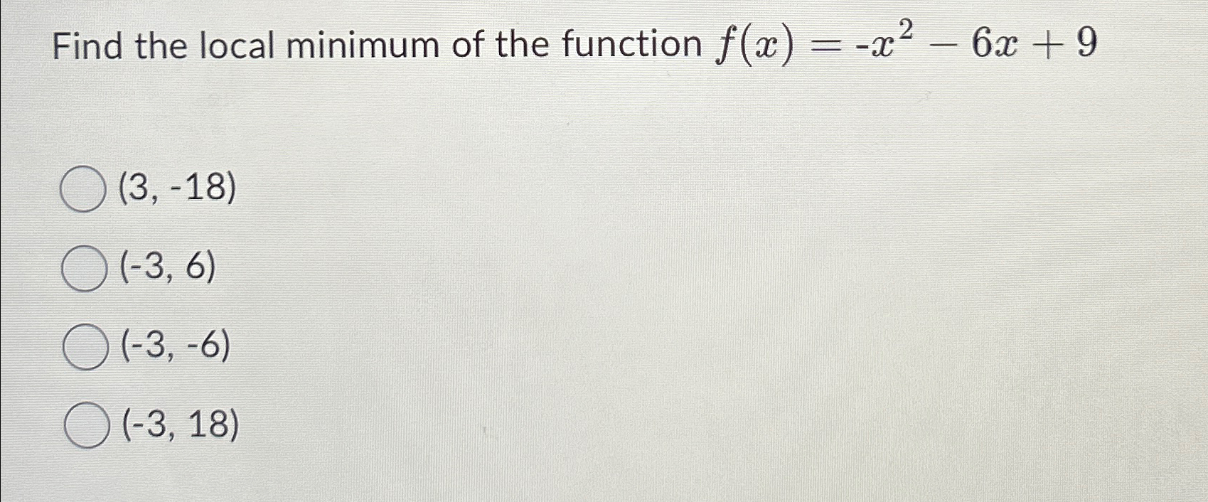 find the local minimum value of the function f(x)=3  x