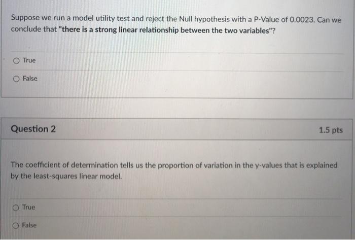 Solved Suppose we run a model utility test and reject the | Chegg.com