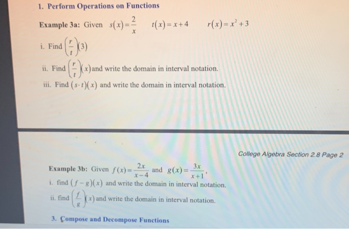 Solved Section 2.8: The Algebra of Functions 1. Perform | Chegg.com