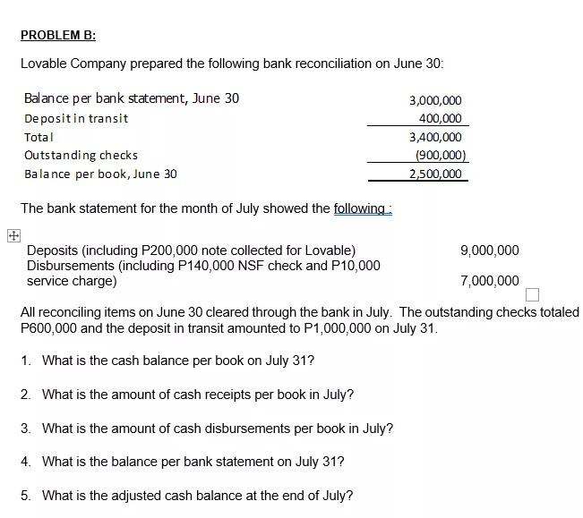 Solved PROBLEM B: Lovable Company Prepared The Following | Chegg.com