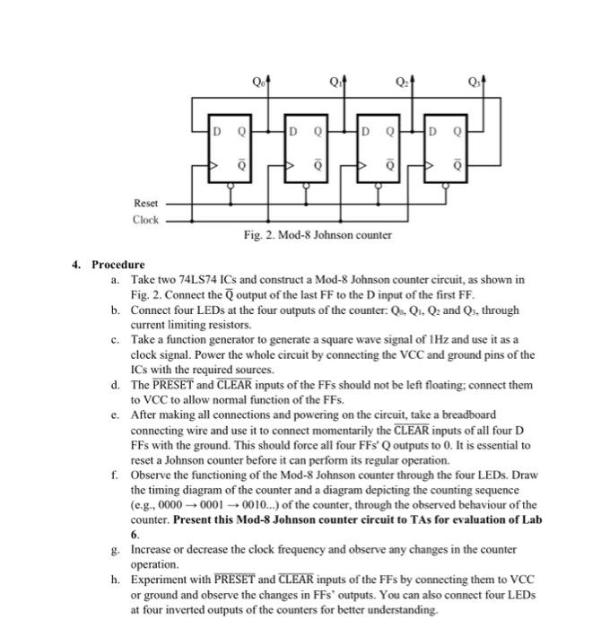 Solved 1. Objective 2. Equipment Mod-8 Johnson counter a. To | Chegg.com