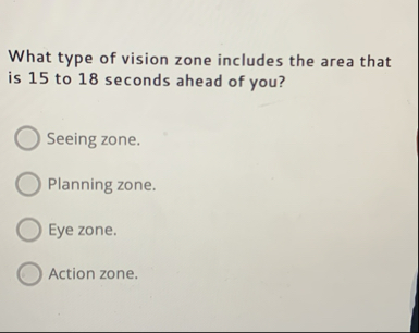 Solved What type of vision zone includes the area that is 15 | Chegg.com